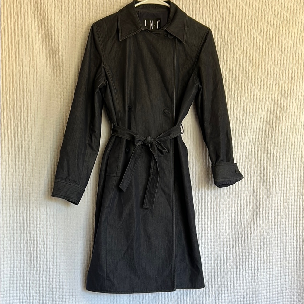 INC International Concepts Black Trench Coat